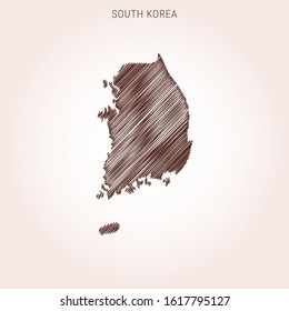 Scribble Map of South Korea Design Template