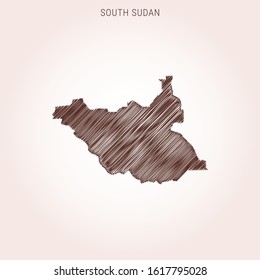 Scribble Map of South Sudan Design Template