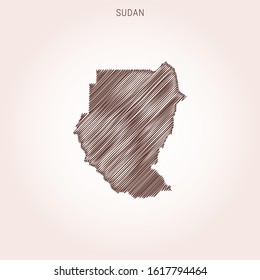Scribble Map of Sudan Design Template