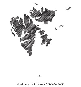 Scribble map of Svalbard. Sketch Country map black for infographic , brochures and presentations. isolated on white background. Vector illustration eps 10.