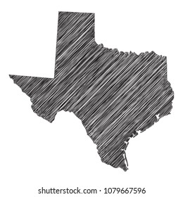Scribble map of Texas. Sketch Country map black for infographic , brochures and presentations. isolated on white background. Vector illustration eps 10.