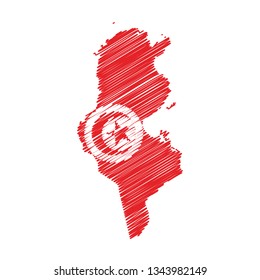 Scribble map of Tunisia. Sketch Country map for infographic , brochures and presentations. Vector illustration eps 10.