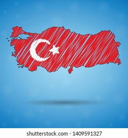 Scribble map of Turkey. Sketch Country map for infographic, brochures and presentations, Stylized sketch map of Turkey. Vector illustration eps 10.