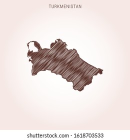 Scribble Map of Turkmenistan Design Template