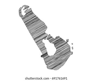 Scribble map of Tuvalu. Sketch hand drawn, black map isolated on white background. Vector illustration eps 10.