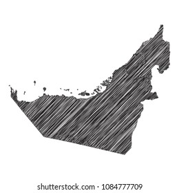 Scribble map of United Arab Emirates. Sketch Country map black for infographic , brochures and presentations. isolated on white background. Vector illustration eps 10.
