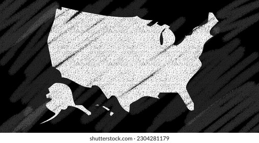 Scribble map of United States of America. Sketch Country map black for infographic , brochures and presentations. isolated on white background.