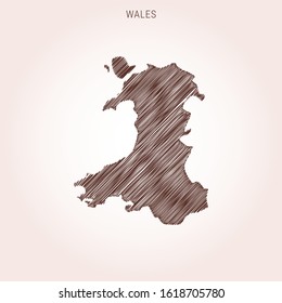 Scribble Map of Wales Design Template