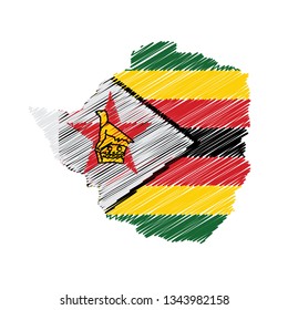 Scribble map of Zimbabwe. Sketch Country map for infographic , brochures and presentations. Vector illustration eps 10.