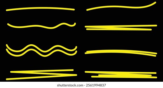Scribble marker underlines. Hand drawn strokes,  vector illustration eps 10.