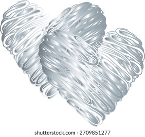 Corazones estilizados de plata metálica Scribble 