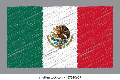 Scribble Mexico flag.Vector illustration.