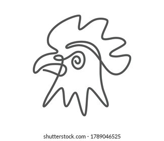 Scribble monoline rooster head logo