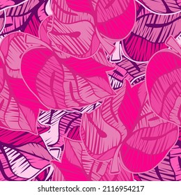 Scribble monstera leaves tropical seamless pattern. Embroidery palm leaf endless wallpaper. Exotic hawaiian jungle backdrop. Rainforest background. Design for fabric , textile print, wrapping, cover