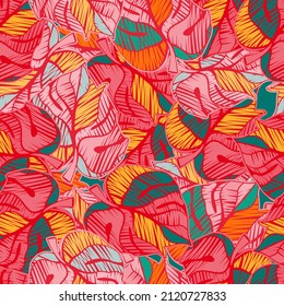 La monastera esgrimida deja un patrón tropical sin costuras. Papel de paredes sin fin de hojas de palma de bordado. La exótica jungla hawaiana. Fondo del bosque lluvioso. Diseño para tela, impresión textil, envoltura, cubierta