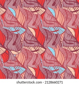 Scribble monstera leaves tropical seamless pattern. Embroidery palm leaf endless wallpaper. Exotic hawaiian jungle backdrop. Rainforest background. Design for fabric , textile print, wrapping, cover
