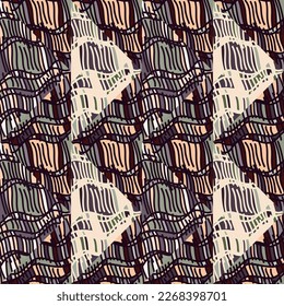 Scribble mosaic tile. Abstract tribal seamless background pattern. Textile rapport. Patchwork wallpaper. Design for fabric, print, wrapping paper, cover. Vector illustration