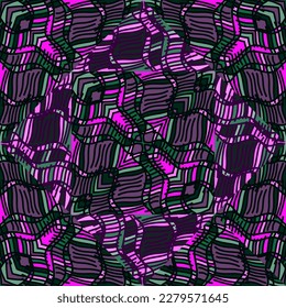 Scribble mosaic tile. Abstract tribal seamless background pattern. Textile rapport. Patchwork wallpaper. Design for fabric, print, wrapping paper, cover. Vector illustration