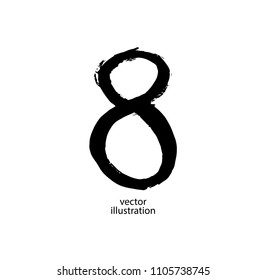 Scribble Numbers Design. Grunge Dirty Textured font. Vector.