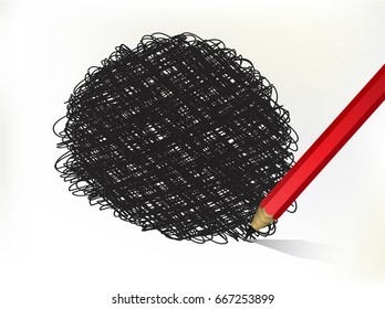 scribble on paper with red pencil 