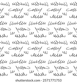 Scribble ornament handwritten script text seamless pattern. Unreadable letter endless background. Illegible note repeat cover. Surface pattern design Vector hand drawn doodle illustration.