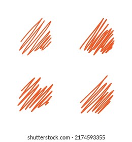 Scribble outline hand drawn marker pen set on white background.