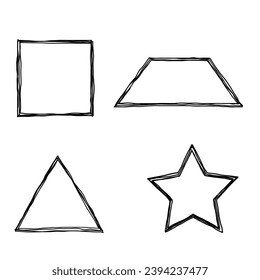 Scribble outline square, trapezoid, triangle and star frame. It is editable file.