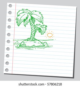 Scribble palm tree island