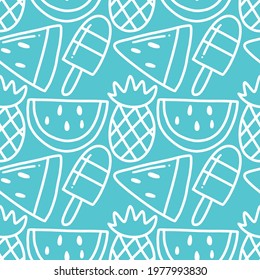 scribble pattern of hand drawn fruit holiday with icons and design elements