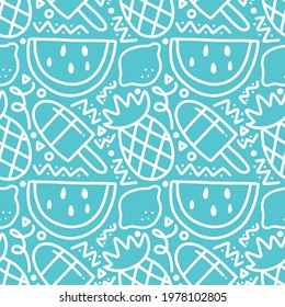 scribble pattern of hand drawn fruit holiday with icons and design elements