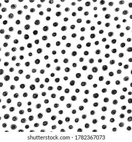 Scribble pattern. Seamless dots background. Black and white hand drawn illustration. Created on a tablet