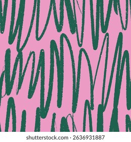 Scribble pattern, seamless texture. Hand-drawn squiggles, brushstrokes, curvy lines, doodles on funky abstract background in modern style. Drawn vector illustration for wallpaper, textile, wrapping