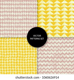 Scribble patterns set. Doodles backgrounds. Quirky sketches. Scrawl elements. Hand drawn effect vector. Pen lines. Simple strokes seamless textures.