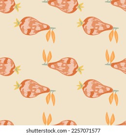 Scribble pears seamless pattern. Hand drawn fruits botanical backdrop. Naive art style. Creative design for fabric, textile print, wrapping paper, children textile, surface. Vector illustration