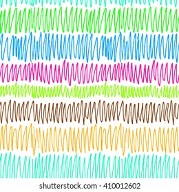 Scribble pen, doodle pen. Children's drawing by hand, doodle, lines, vector colorful pattern, drawing pens.