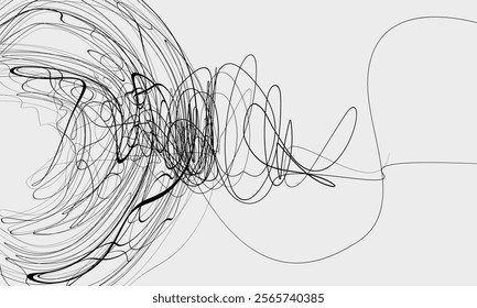 Scribble with pen or pencil strokes brush. Grunge Random Chaotic Pen Doodle Strokes, Hand drawn with chaotic randomized abstract black white patterns scratches. Doodle for covers, posters.eps8