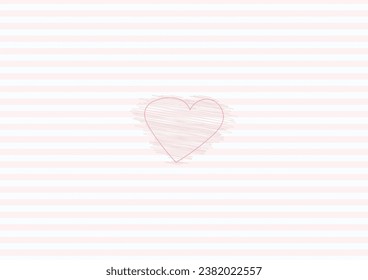 scribble pink heart on a pink strips background