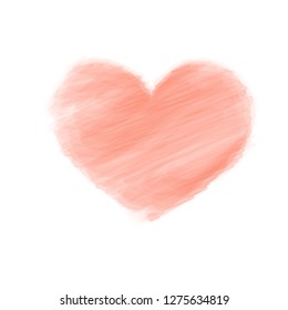 Scribble pink heart. Valentine vector bristle heart on white background