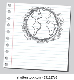 Scribble planet Earth drawing