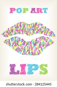 scribble pop art lips sketch