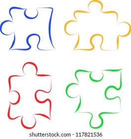 Scribble puzzle pieces