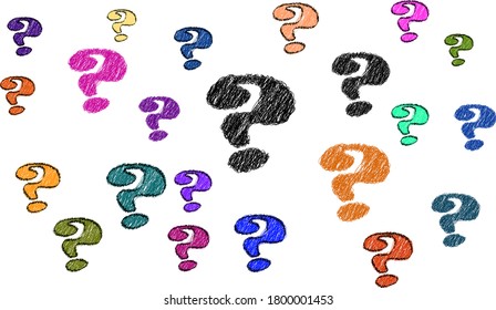 Scribble question set. Vector of question marks illustration.