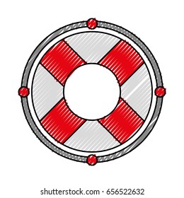 scribble red lifebuoy icon cartoon