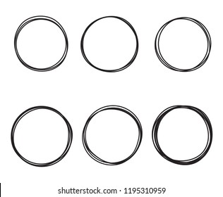 Scribble Round Circles Isolated on White Background. Web Design Element. Vector Illustration