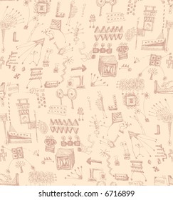 A scribble seamless pattern. Select all the art and drop it into your swatches palette to create an Adobe Illustrator pattern.