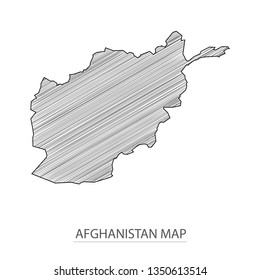 Scribble sketch of Afghanistan map and Country name on white background. Symbol for your web site design map logo. 