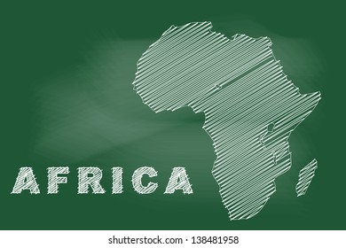 Scribble Sketch Of Africa Map On Blackboard