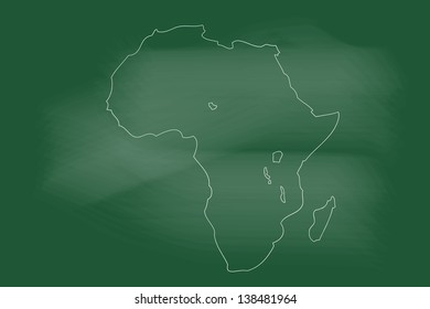 scribble sketch of Africa map on blackboard