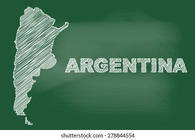 scribble sketch of Argentina map on blackboard,Vector illustration.