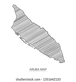 Scribble sketch of Aruba map and Country name on white background. Symbol for your web site design map logo. scribble map of Realm. app, ui, Travel vector eps10, concept Illustration.